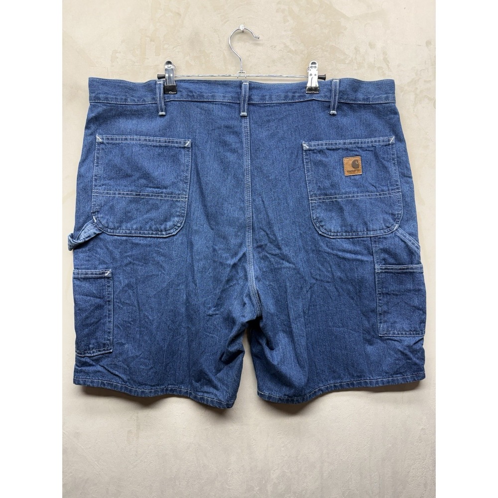 Carhartt B28 DST Denim Carpenter Shorts Mens 42 Blue Dark Stone Wash Work Jorts - Picture 2 of 7